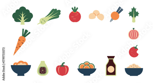 A delicious arrangement of fresh vegetables and food bowls.