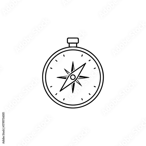Vintage compass illustration isolated on, a navigational instrument for determining direction
