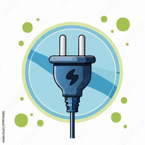 Blue electrical power plug symbol, representing energy connection and sustainable electricity solutions for modern power grids and everyday use