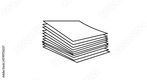 A stack of clean white paper sheets ready for printing or drawing on a blank background.