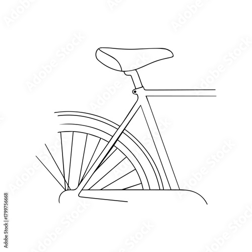 A bicycle seat and rear wheel, a comfortable and efficient way to travel isolated on