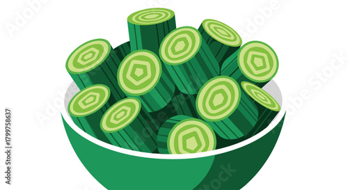 A bowl of sliced green cucumbers for a healthy summer salad.