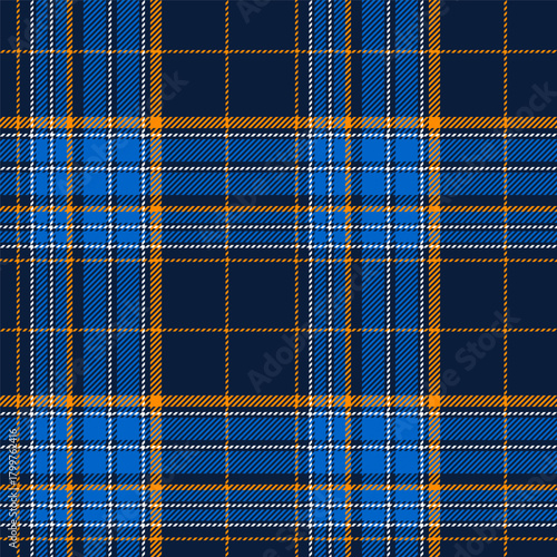 Modern plaid seamless pattern with orange and deep blue