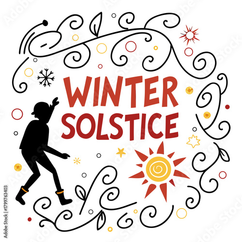 WINTER SOLSTICE vector illustration isolated on white background