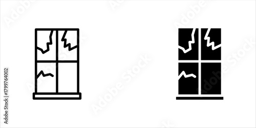 Broken window icon set. vector illustration.