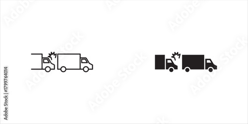 Car Accident line icon set. linear style sign for mobile concept and web design. Two vehicles colliding outline vector icon. Symbol, logo illustration. Vector graphics vector illustration, eps10.