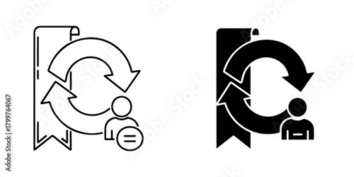 User profile update outline and glyph black linear icon isolated on account refresh and sync