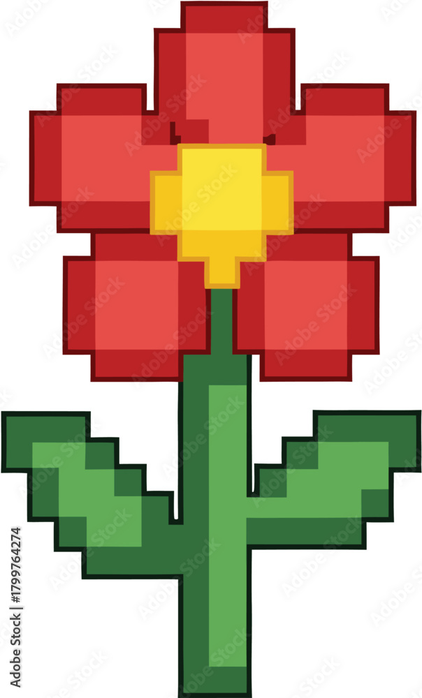 Obraz premium Vibrant pixelated flower blooming with retro style, perfect for gaming or design