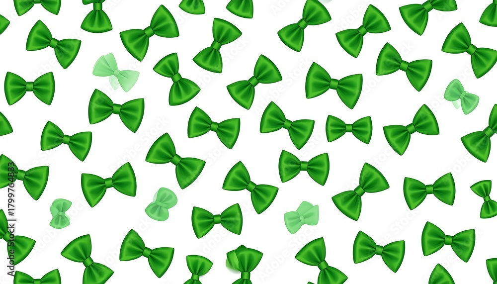 Obraz premium Green bow tie pattern for decorative use on white background.