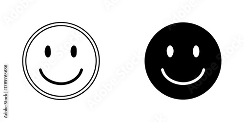 Illustration of a smiling face in black and white, expressing happiness and positivity isolated on