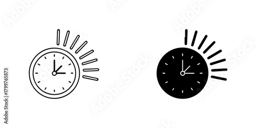 Clock icon set showing time, representing concept of time management, deadline, and schedule isolated on