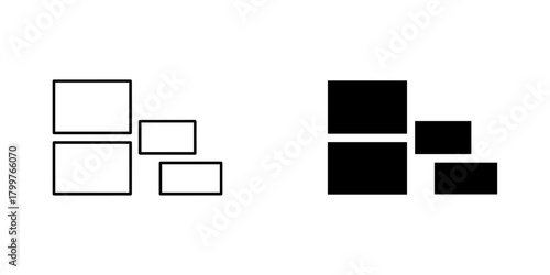 Two versions of a gallery icon, one with a line and one with a solid fill isolated on