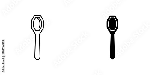 Illustration of a spoon icon isolated on, representing a utensil for eating and serving food
