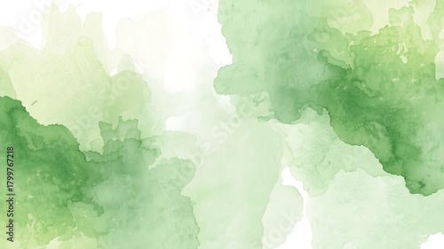 Abstract green watercolor wash background with soft gradients and texture, minimal artistic backdrop with copy space