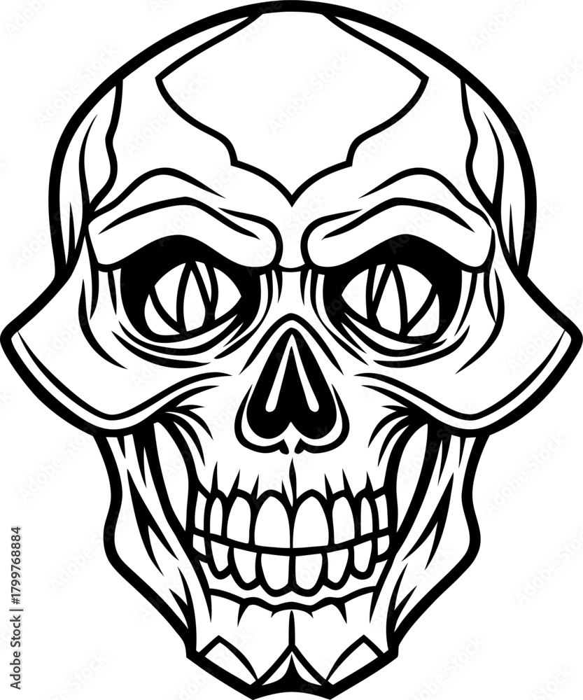 Fototapeta premium 💀 Skull and crossbones vector illustration for human death, horror, and scary Halloween symbols