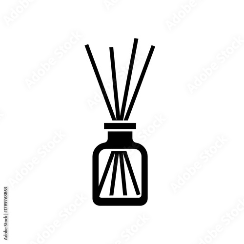 "Minimal Reed Diffuser Bottle Icon – Black Silhouette Room Aromatherapy Vector Illustration"

