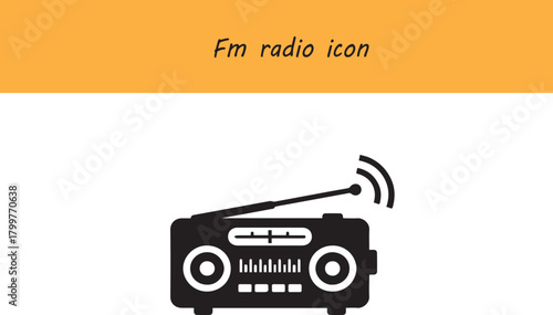 FM Radio Icon | Portable Radio Device Symbol | Music and Communication Vector