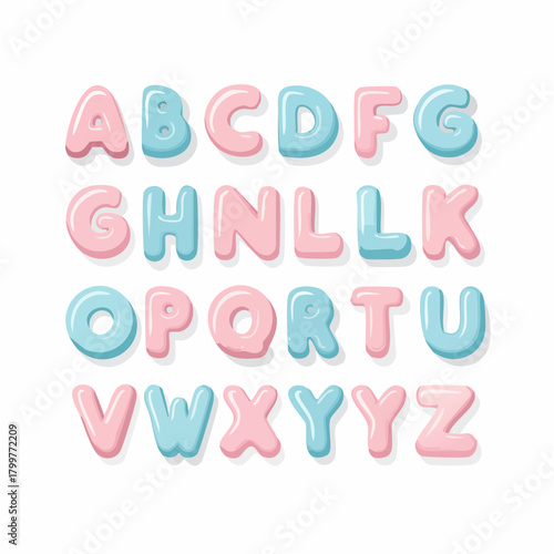Playful Alphabet Vector Illustration with Pastel Colors for Educational Design