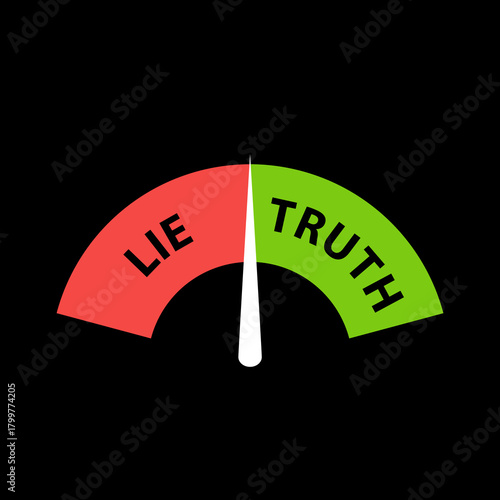 Lie detector gauge icon isolated on black background