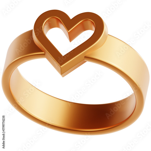 Elegant Gold Ring with Heart Shape Design Symbol of Love and Commitment
