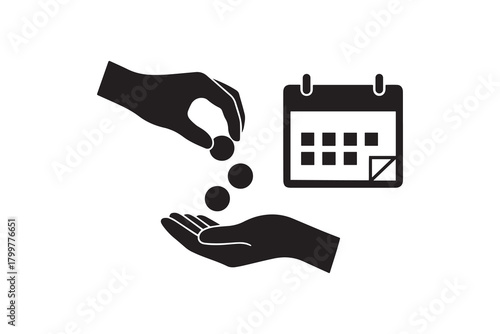Salary Payment Icon with Hands and Calendar Regular Income And Salary Vector Icon