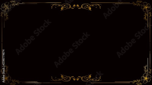 frame for text with floral gold ornament background