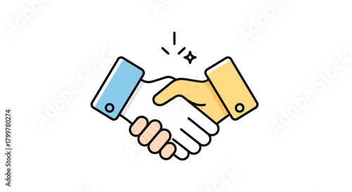 Illustration of a deal or partnership sealed with a handshake, symbolizing collaboration and