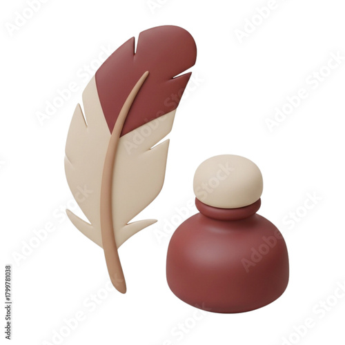 Stylized Quill and Inkwell Illustration A Classic Symbol of Writing and Creativity
