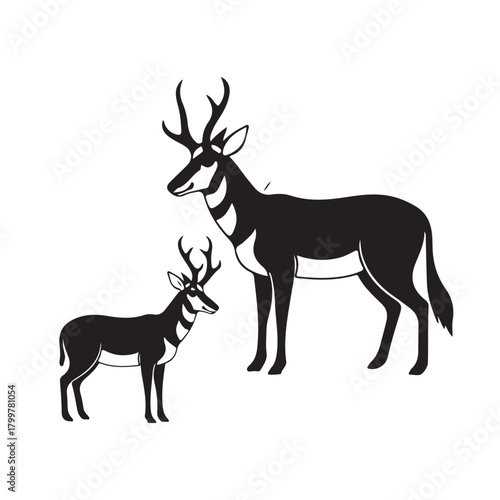 Deer silhouette vector on white Background