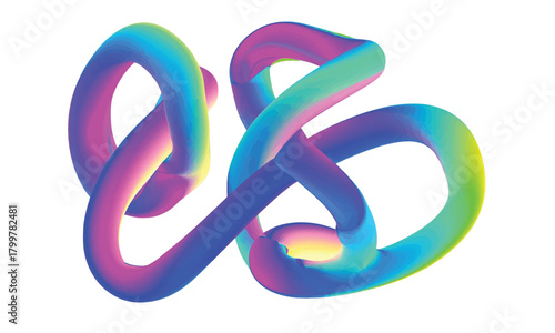 Vibrant Abstract Gradient Knot Design. Dynamic Intertwined Shape with Smooth Fluid Lines and Modern Digital Aesthetic