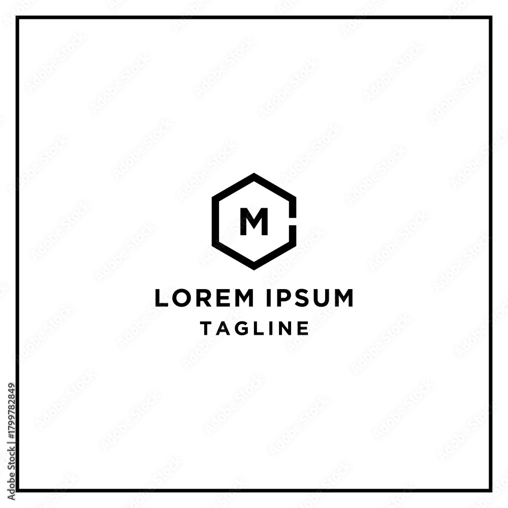 Fototapeta premium cm or mc hexagon logo