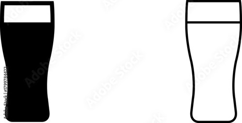 Stylized glass icons in black and white showing different beverage designs for use in various applications