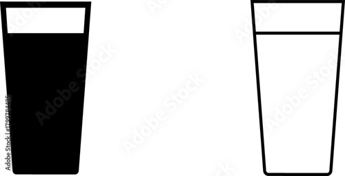 Glasses of dark drink and clear liquid side by side on a simple background