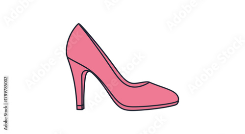 Elegant pink stiletto heel with a dark outline showcasing modern fashion flair