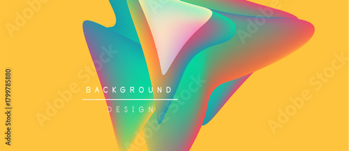 Abstract colorful design. Fluid shapes blend, creating vibrant visual impact. Yellow backdrop enhances dynamic composition.