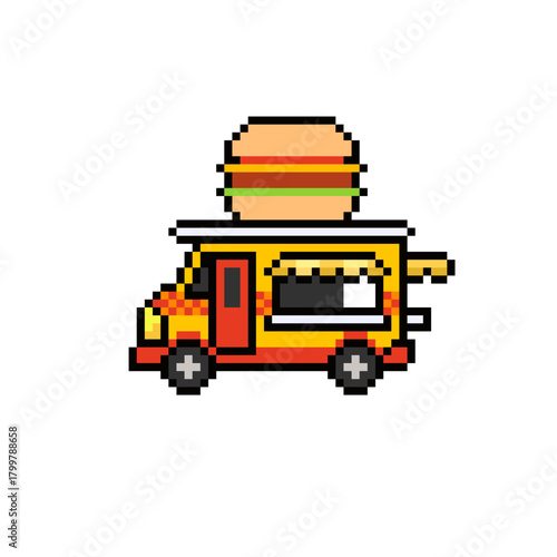 BURGER FOOD TRUCK PIXEL ART