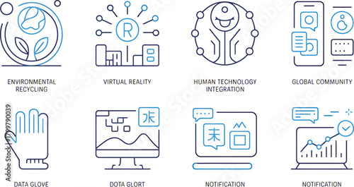 Icons set for business and technology