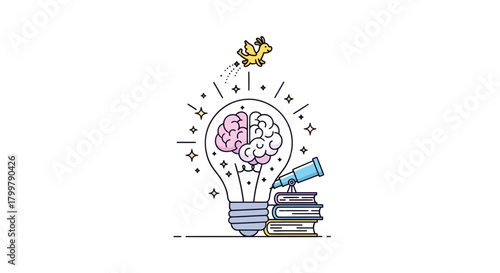 Whimsical exploration of imagination and knowledge illuminating inventive ideas