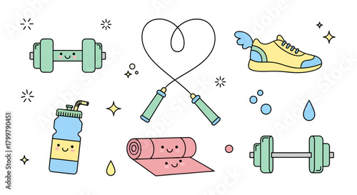 Whimsical fitness motivation background promoting exercise and healthy active lifestyle concept