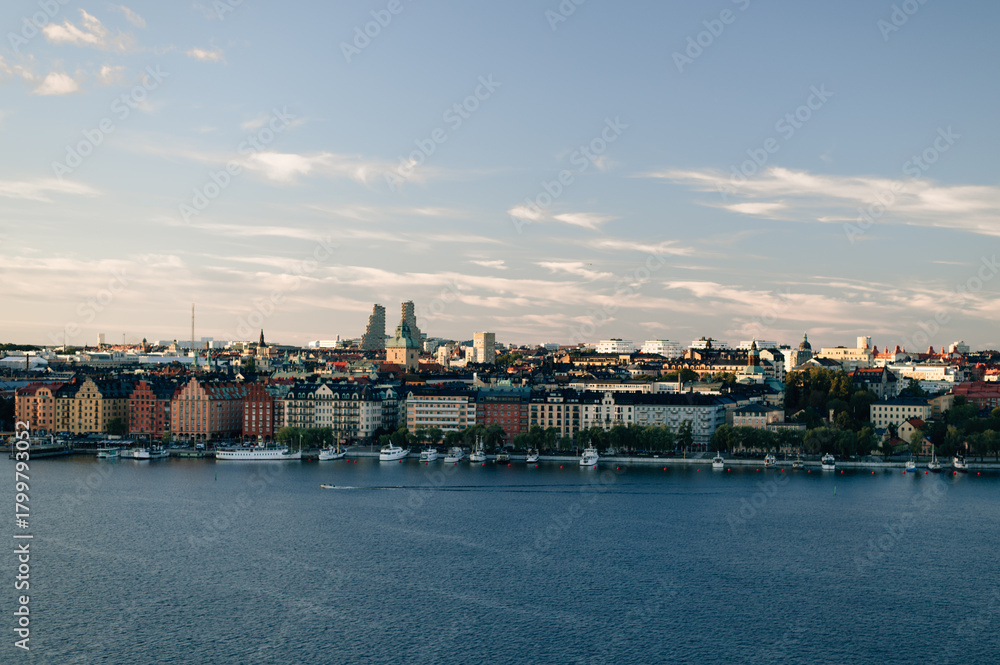 Naklejka premium View of Stockholm's old town from Sodermalm Island