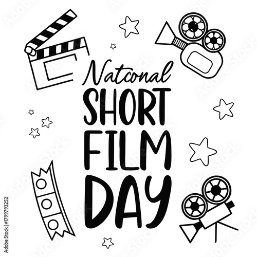 NATIONAL SHORT FILM DAY vector illustration isolated on white background
