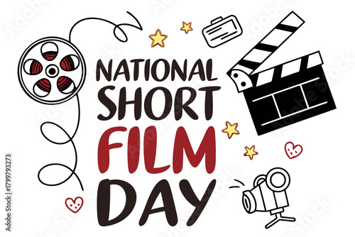 NATIONAL SHORT FILM DAY vector illustration isolated on white background