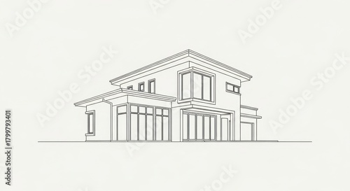 Architectural rendering of modern house design with clean line details minimalist style