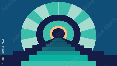 Abstract Archway with Steps Leading to a Circular Opening stairs pathway