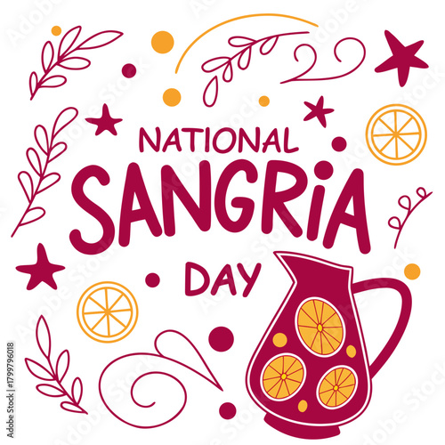 NATIONAL SANGRIA DAY vector illustration isolated on white background