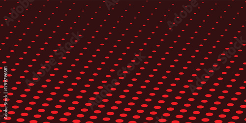 Halftone seamless pattern. Dot background. Gradient faded dots. Half tone texture. Gradation patern. Black color circle isolated on red backdrop for overlay effect. Geometric bg. Vector illustration