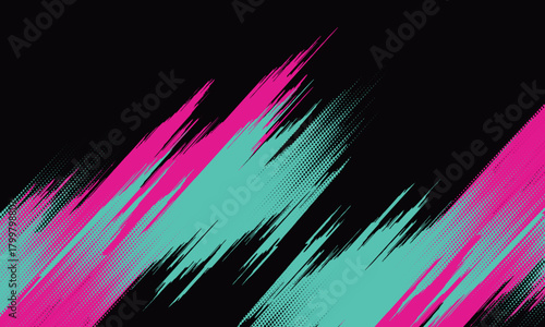 Car sticker wrap banner abstract sporty lines pink blue greenish grunge color combination brush storm thunder modern pattern racing motorsport.