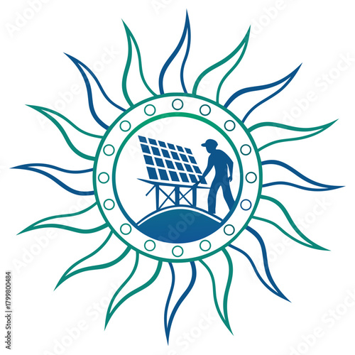Solar panel installer logo isolated on