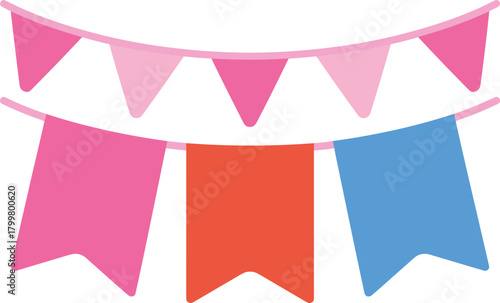Pink blue and orange party bunting flags celebration