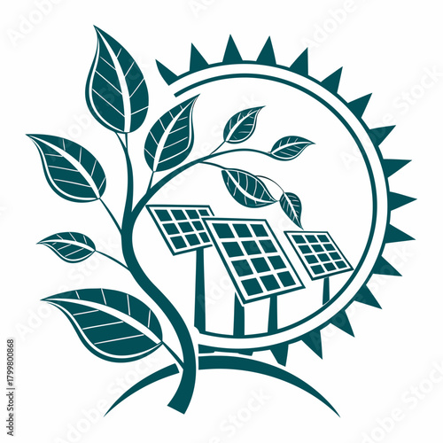 Renewable energy sources are depicted in a floral arrangement isolated on